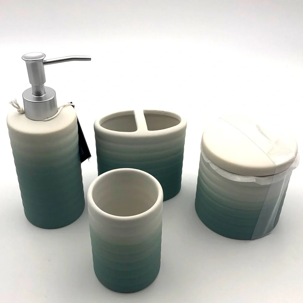 6 Pc Set Ugg Fluff Ombre Ceramic Bath Accessory